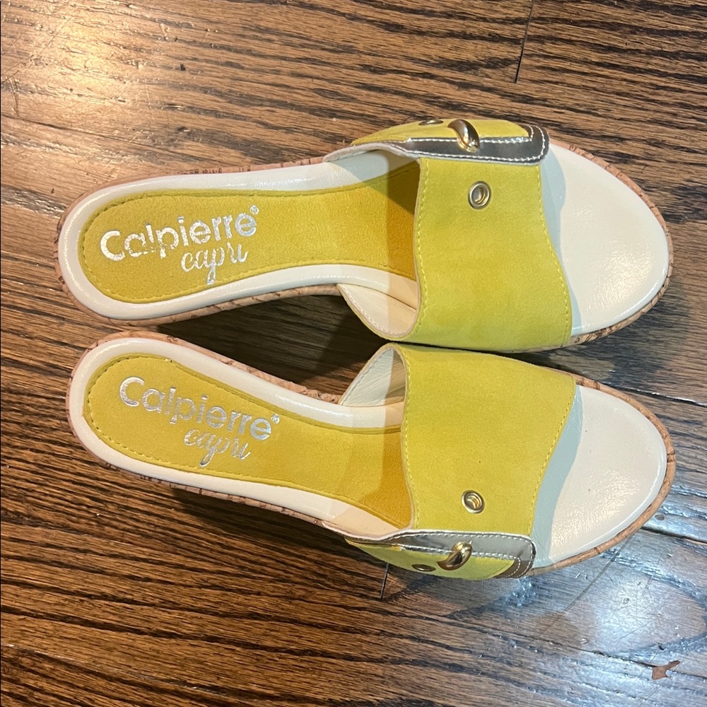 Yellow and Cream Women's Mules -NWOT